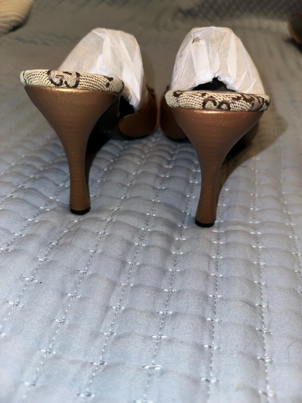 Gucci Vintage Brown GG Canvas Leather Horsebit Heels - Picture 5 of 8
